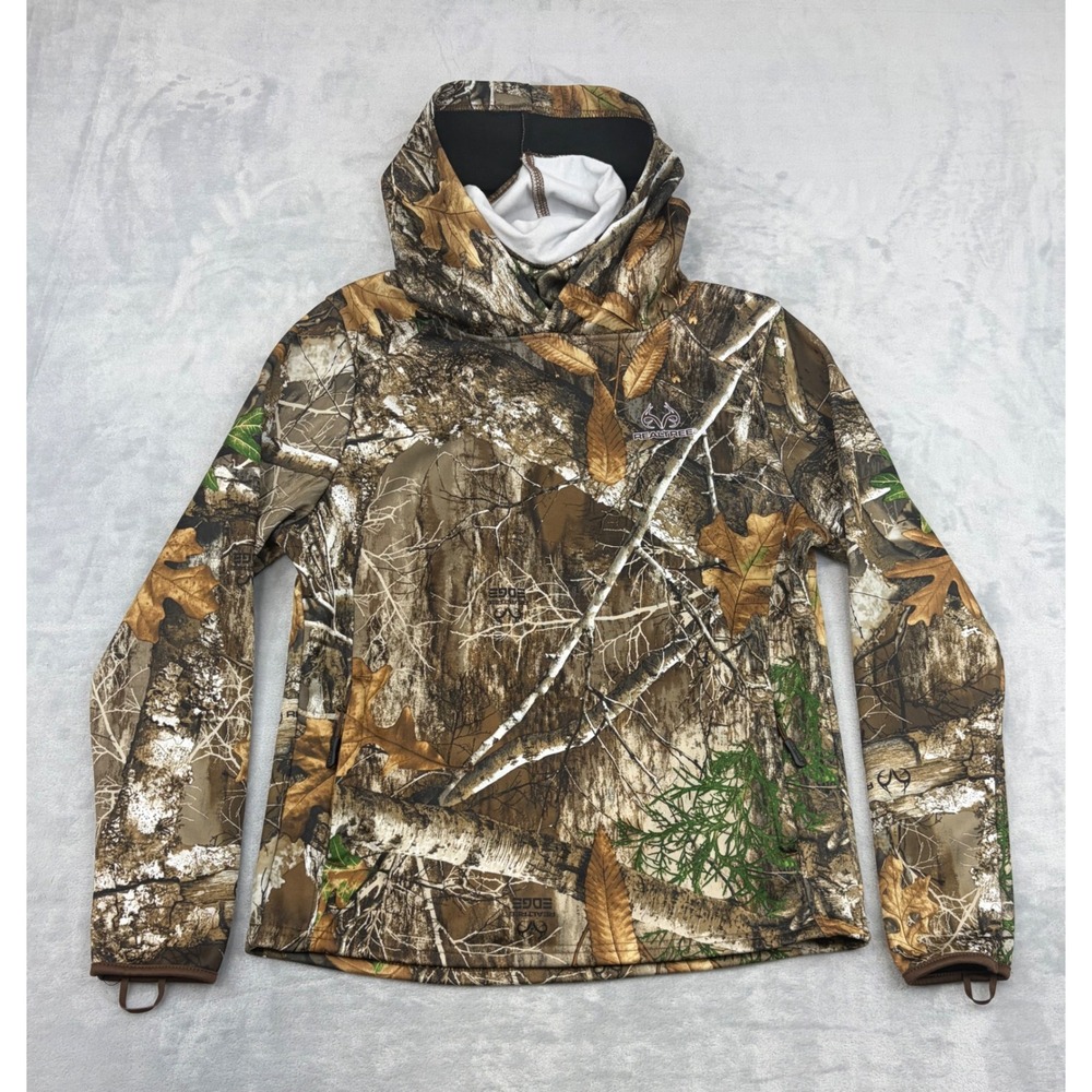 Realtree Womens Camo Hoodie Edge Pullover Built-in Neck Gaiter Fleece Lined S